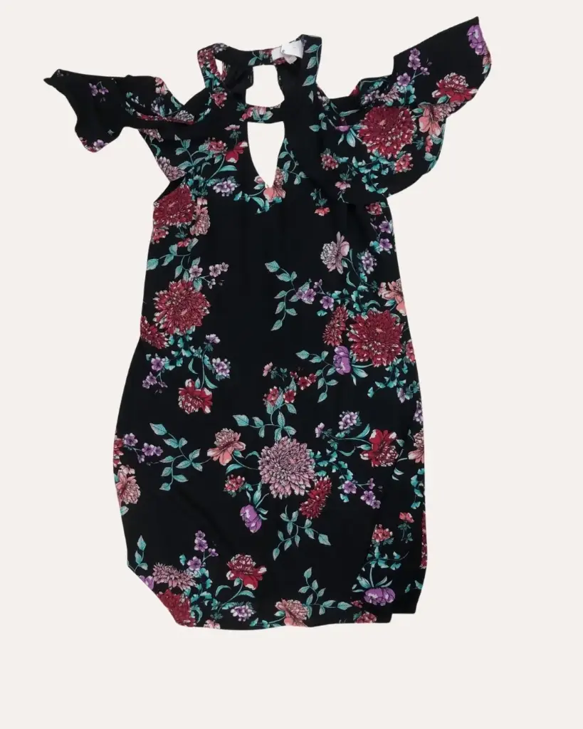 VESTIDO NEGRO CON FLORES CANDICE 