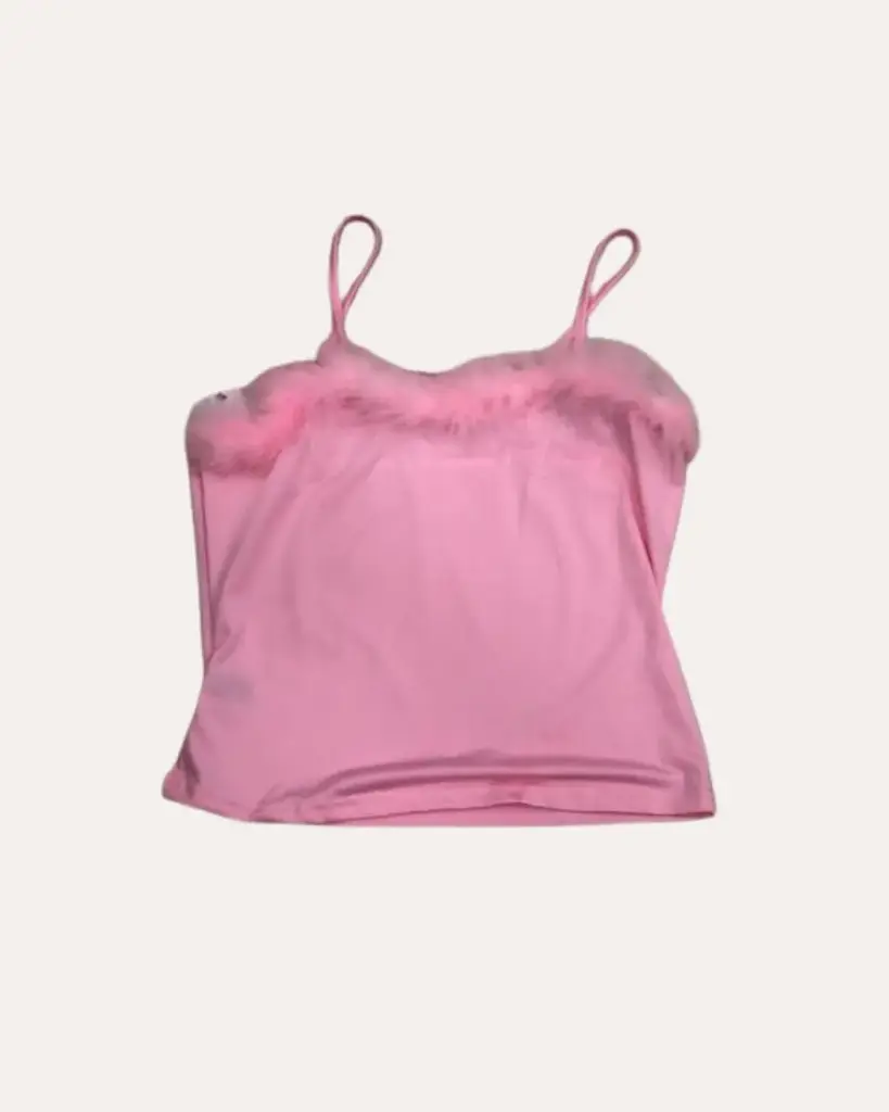 TOP ROSA CON PLUMAS SHEIN 