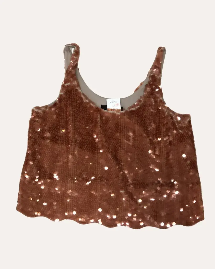 BLUSA OCRE CON LENTEJUELAS 