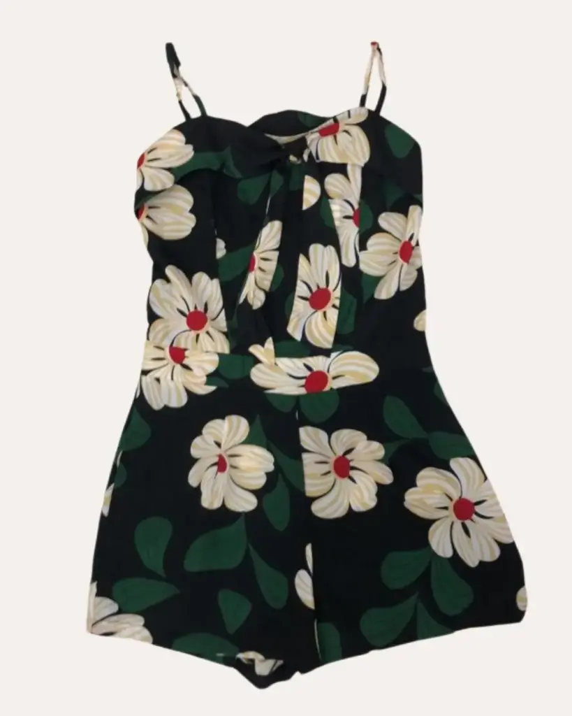 BRAGA NEGRO CON ESTAMPADO DE FLORES 