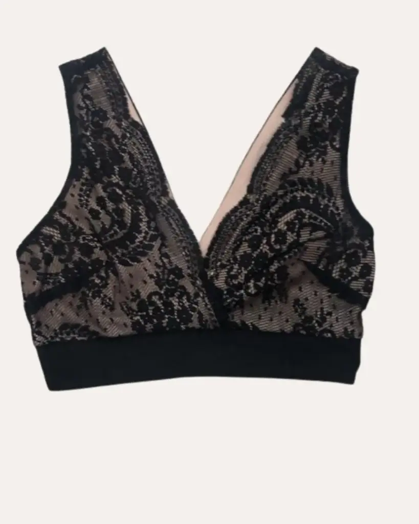 TOP ROSA DE ENCAJE NEGRO 