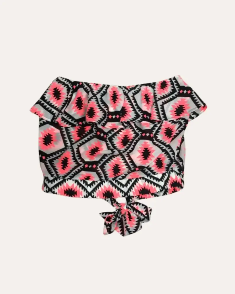 TOP  BLACO, ROSA NEON Y NEGRO 