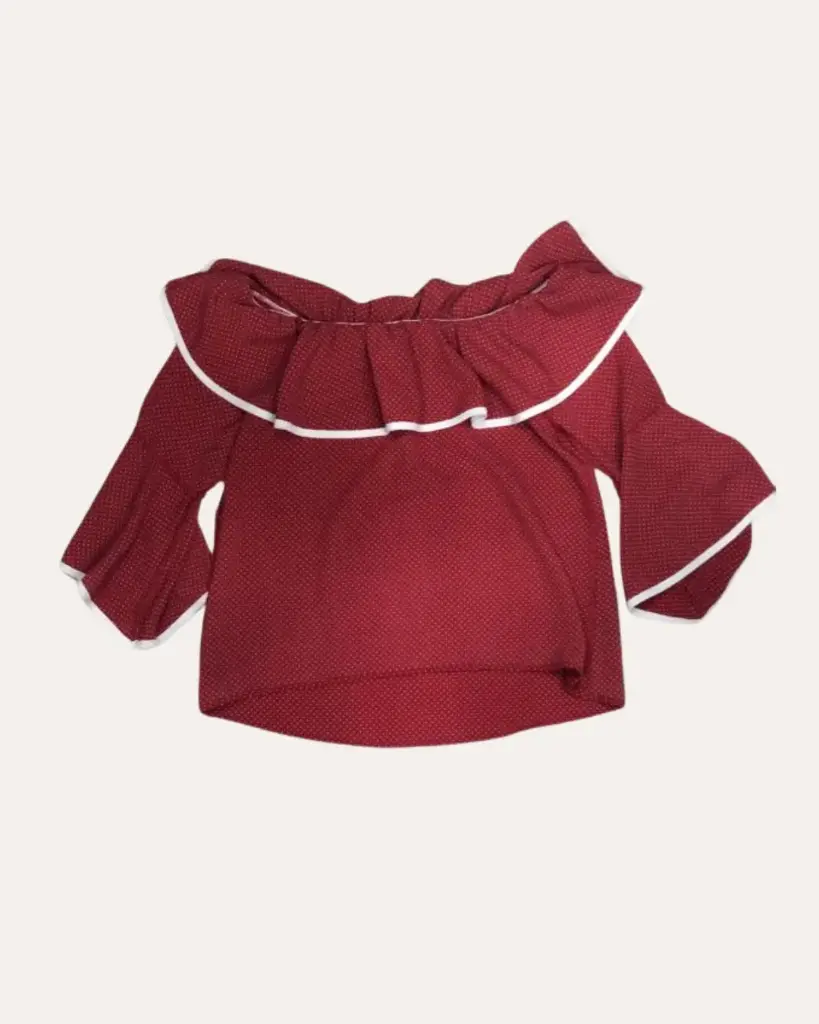 BLUSA ROJO CON PUNTOS BLANCOS