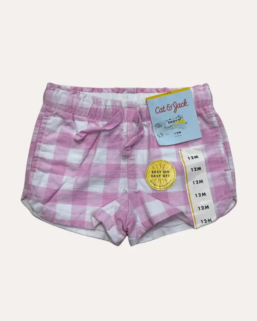 SHORT ROSA DE CUADROS BLANCOS CAT&JACK