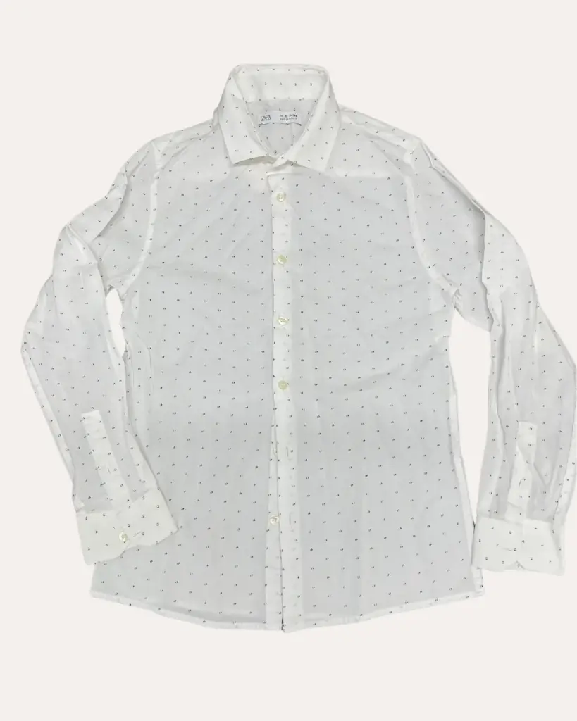 CAMISA BLANCA CON PUNTOS AZULES ZARA KIDS
