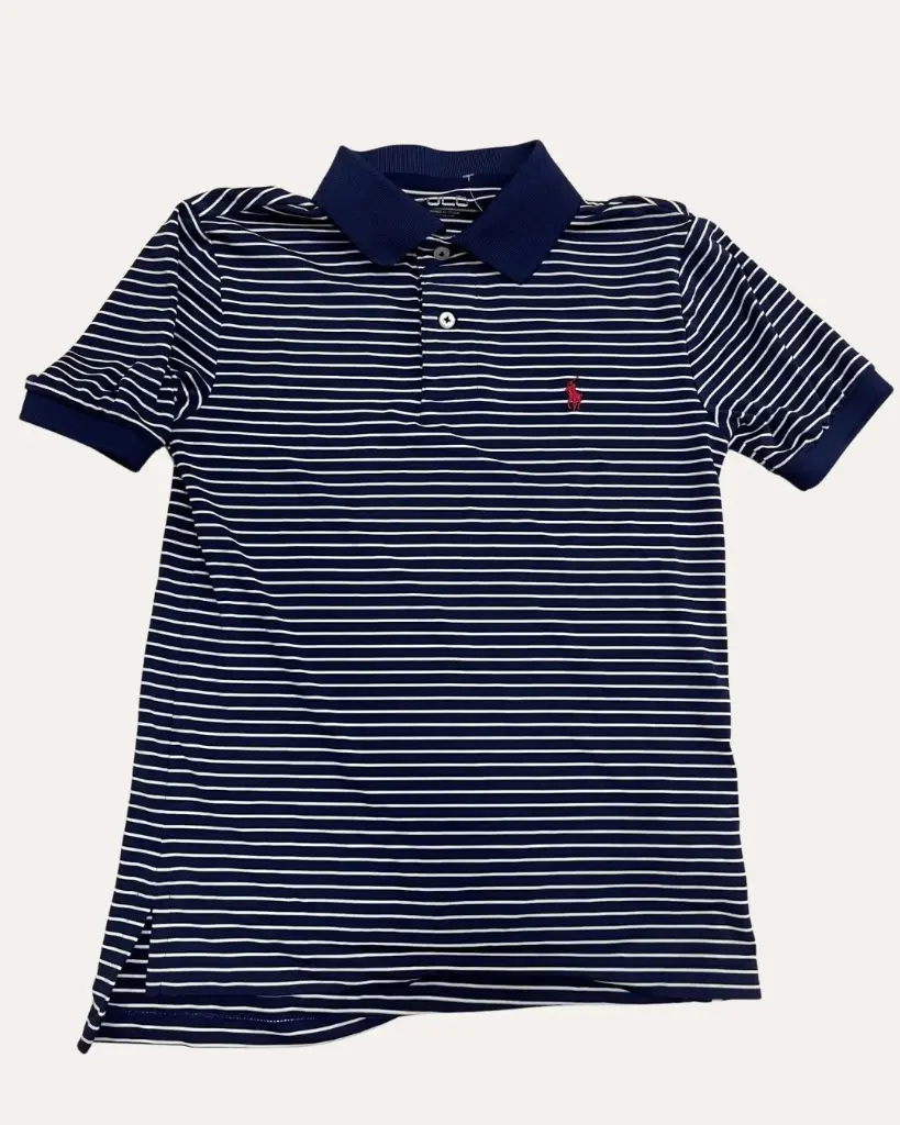 FRANELA AZUL CON RAYAS BLANCAS POLO