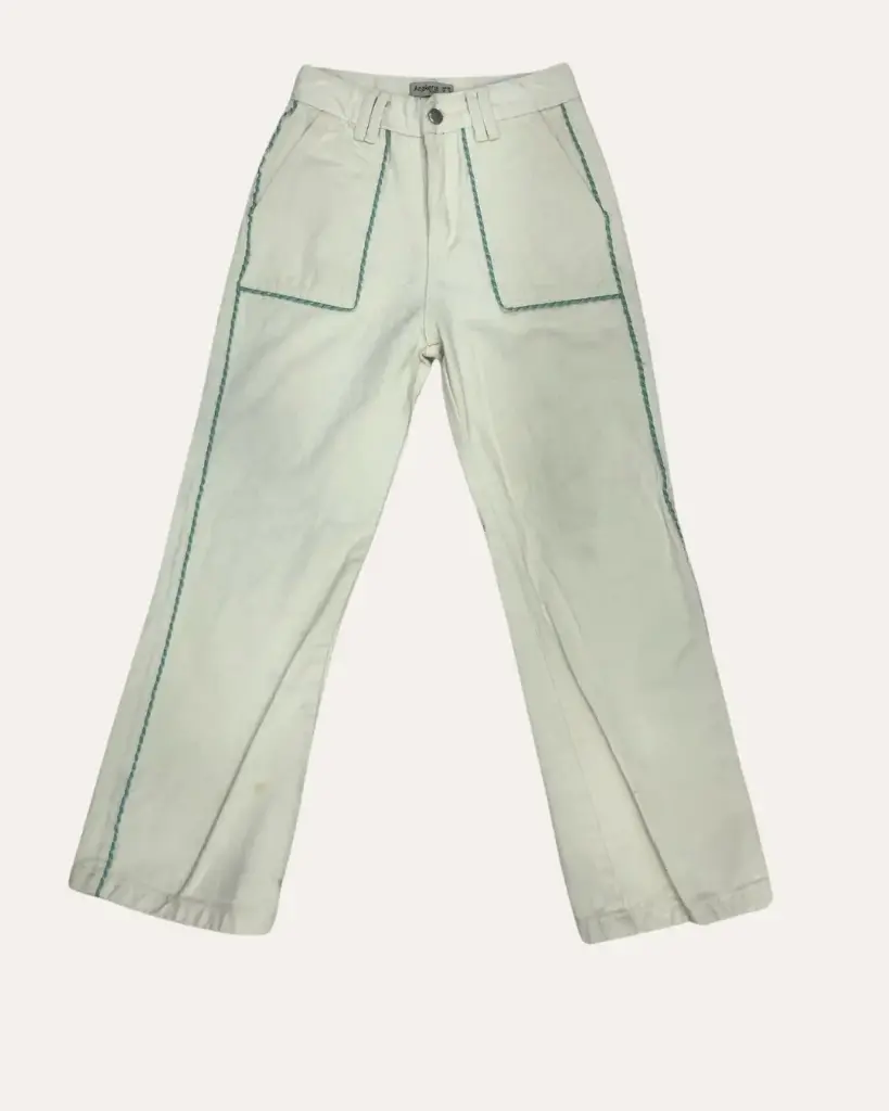 PANTALON ANAKENA BLANCO CON DETALLES AZULES 