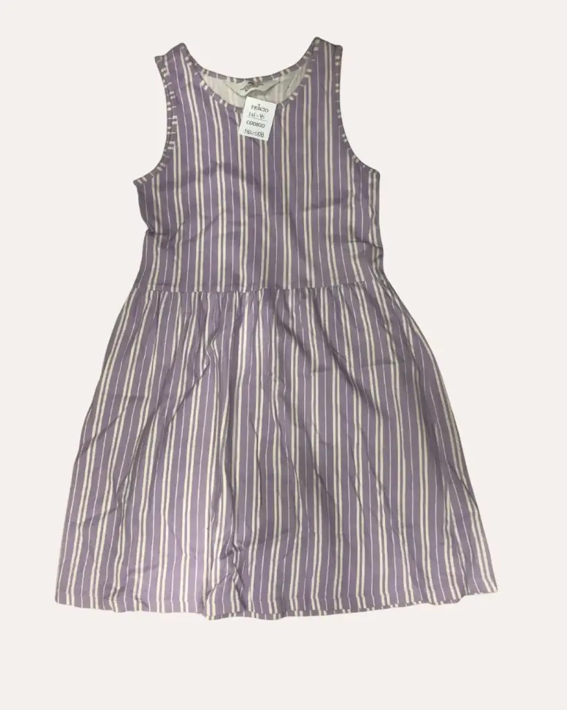 VESTIDO MORADO CON LINEAS BLANCAS H&M