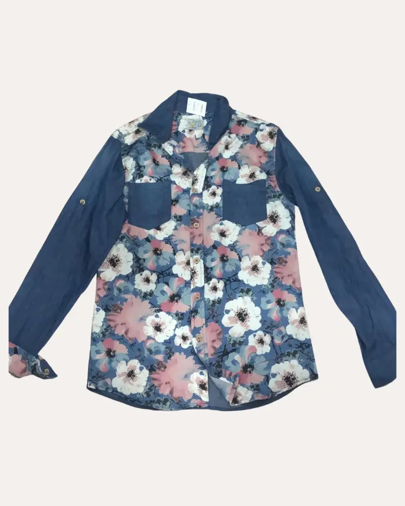 CAMISA CHAMBRAY CON FLORES ROCK REVOLUCION