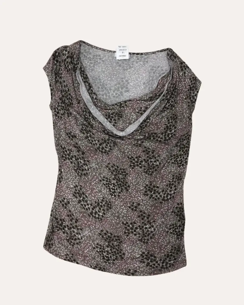 BLUSA MARRON CON FLORES ANISTON
