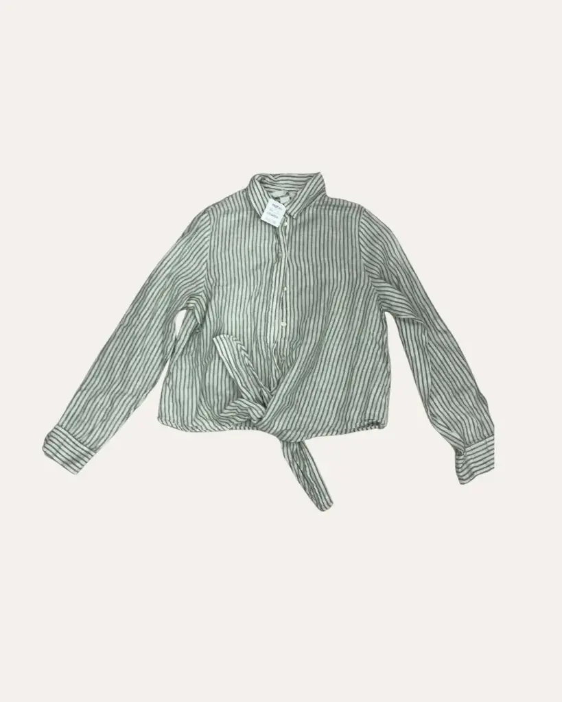 CAMISA BLANCA CON RAYAS VERDES H&M 