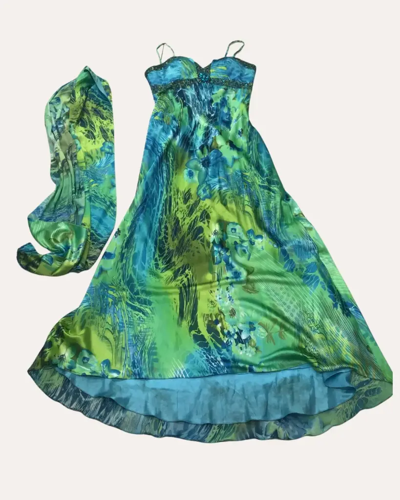 VESTIDO AZUL CON VERDE JANIQUE 