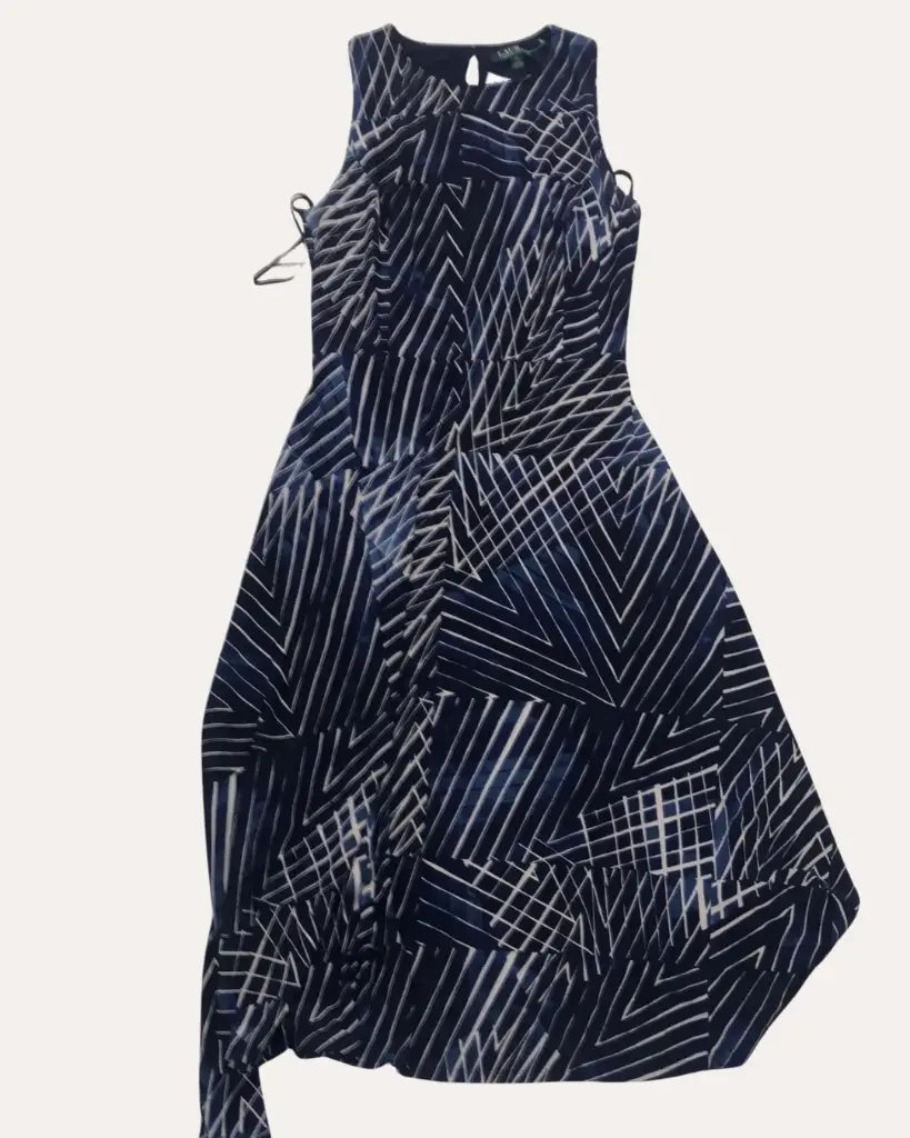 VESTIDO AZUL CON LINAS BLANCAS RALPH LAUREN 