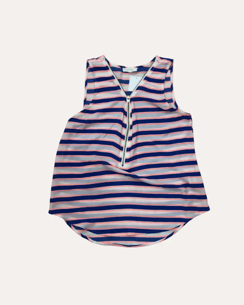 BLUSA BLANCO CON RAYAS AZULES Y NARANJAS MINE 