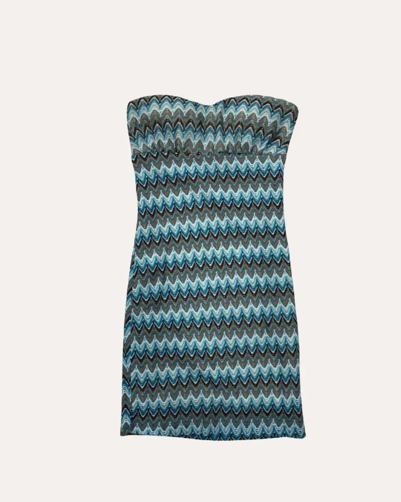 VESTIDO AZUL, MARRON Y BLANCO  