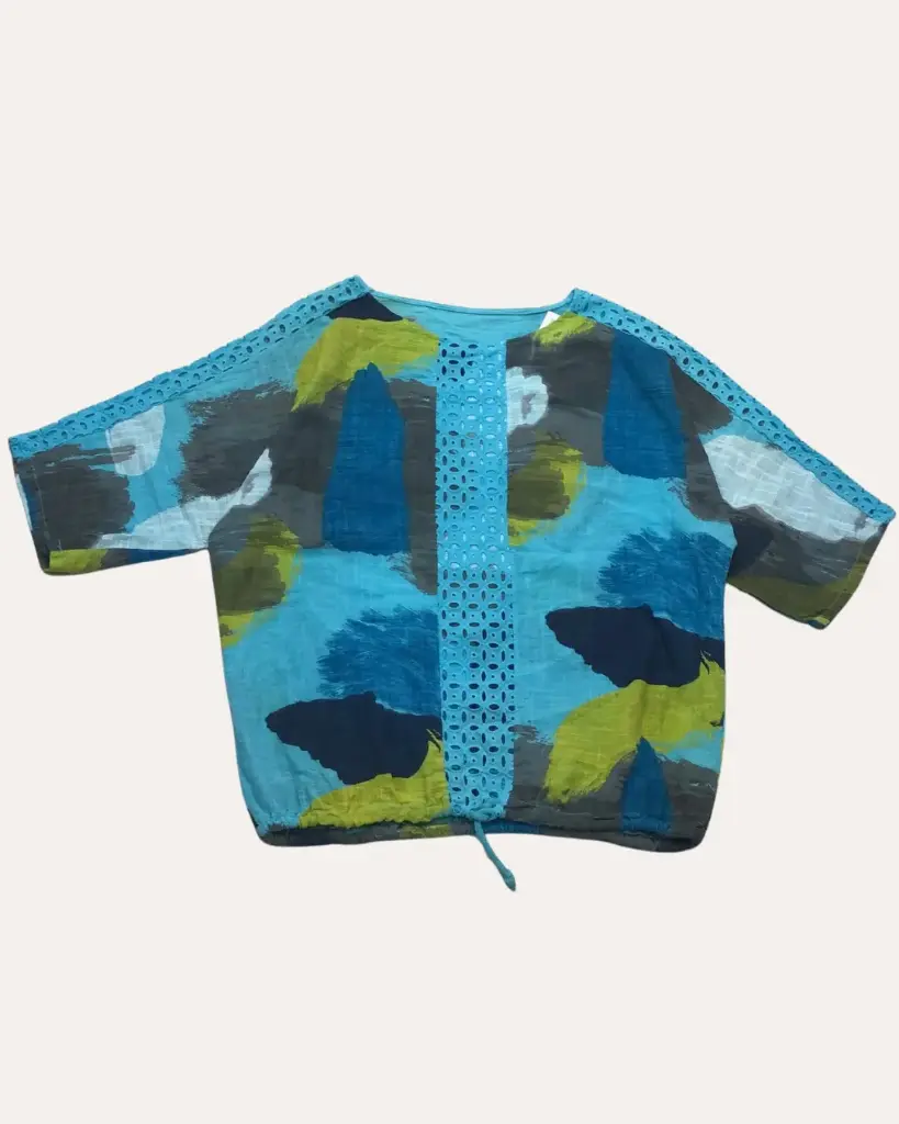 BLUSA AZUL, VERDE Y GRIS 