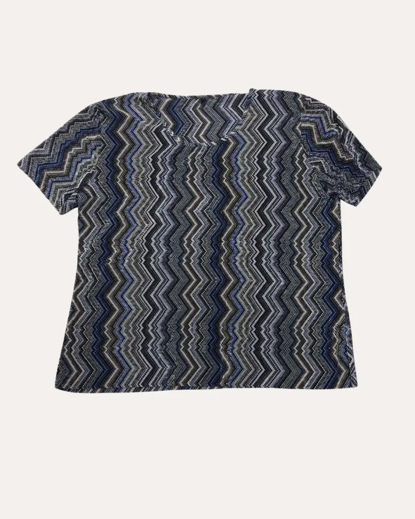 BLUSA AZUL, NEGRO Y BEIGE 