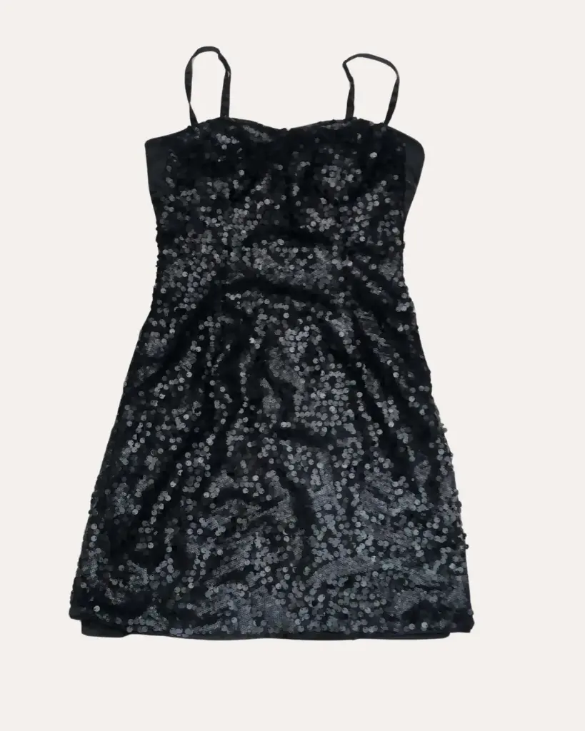 VESTIDO LENTEJUELAS NEGRAS H&M 