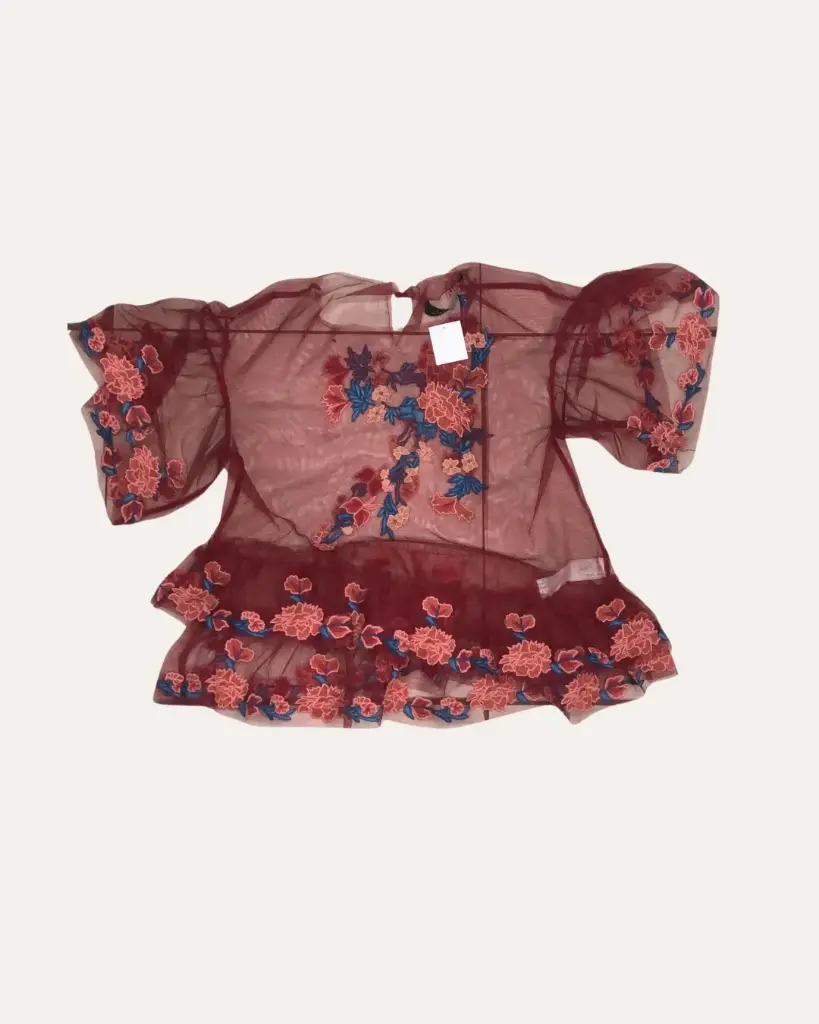 BLUSA VINOTINTO CON ESTAMPADO ZARA