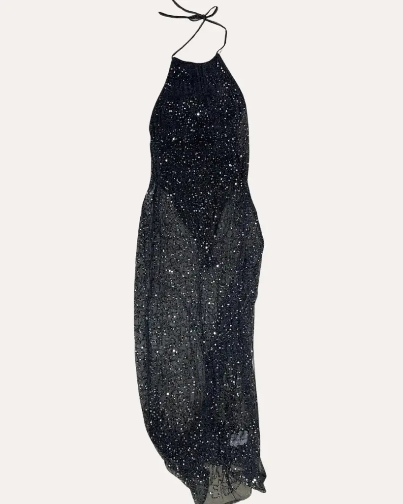 BODY LARGO CON LENTEJUELAS PLATEADAS TRANSPARENTE PULL&BEAR 