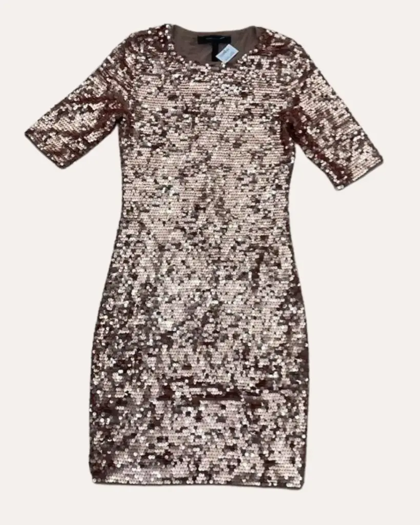 VESTIDO LENTEJUELAS ROSAS BCBG