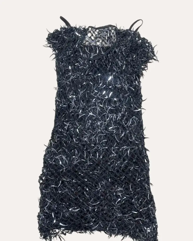 VESTIDO MALLA CON VESTIDO LISO GRIS GADO GADO 
