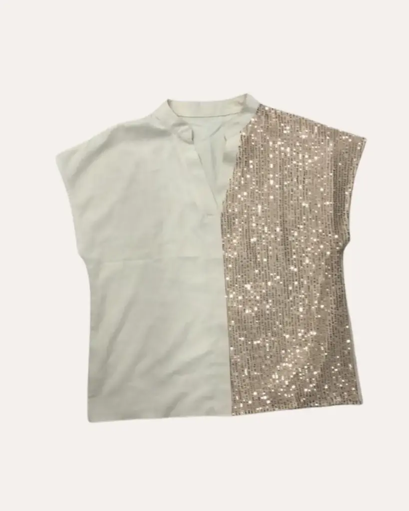 BLUSA BEIGE CON LENTEJUELAS 