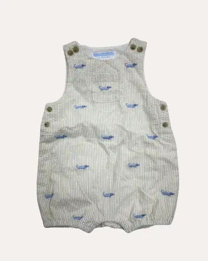 [AH759] OVEROL BEIGE A RAYAS CON COCODRILOS