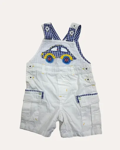 [AH759] OVEROL BLANCA CON CUADROS AZULES