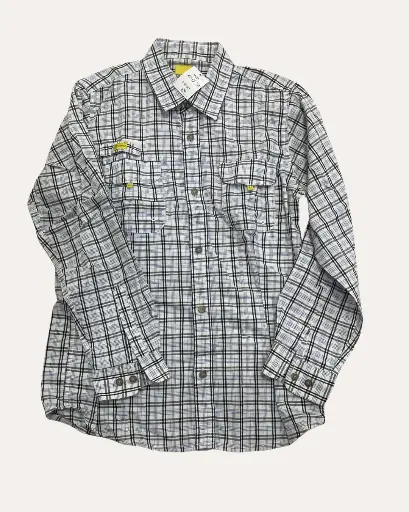 [K129] CAMISA DE CUADROS BLANCOS CON AZUL 