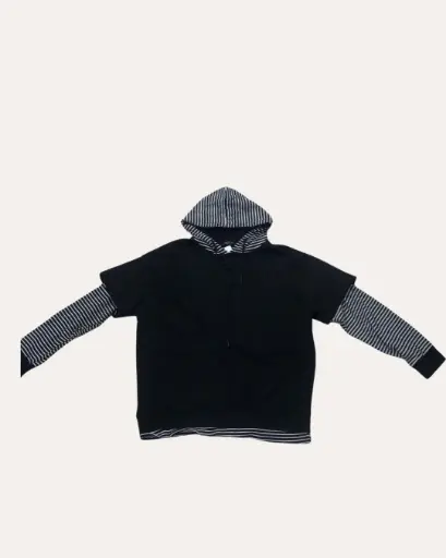 [APO564] SUETER NEGRO CON RAYAS BALÚ