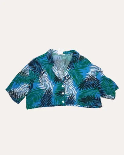 [ANP684] BLUSA HOJAS AZULES TIMING 