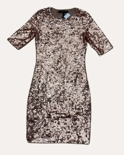 [NAU180] VESTIDO LENTEJUELAS ROSAS BCBG