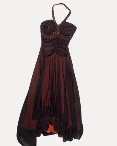 [NAU180] VESTIDO MARRON CON NARANJA LOVE TEASE 