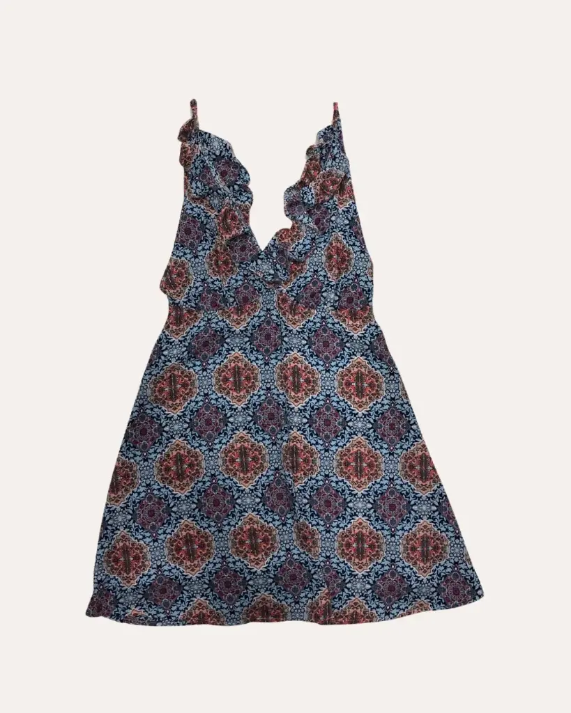 VESTIDO DE COLORES AZUL Y NARANJA 