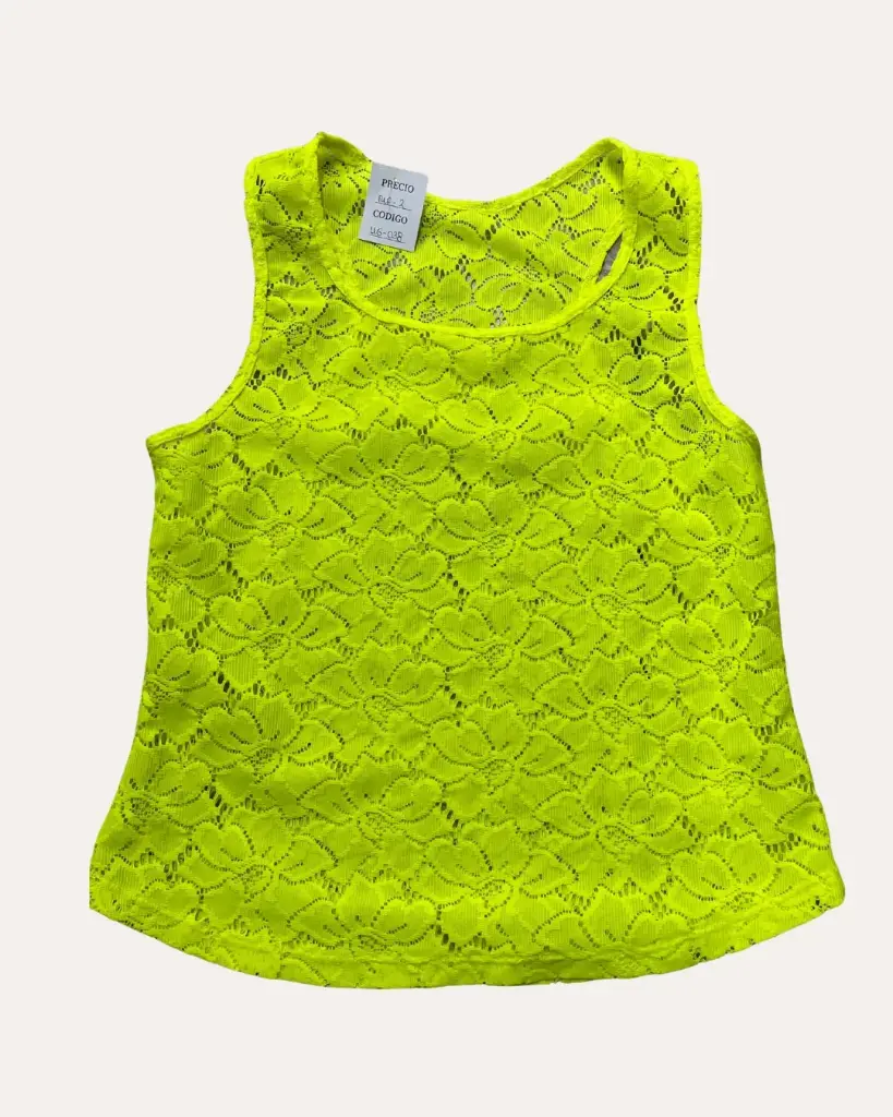FRANELA AMARILLO NEON DE ENCAJE