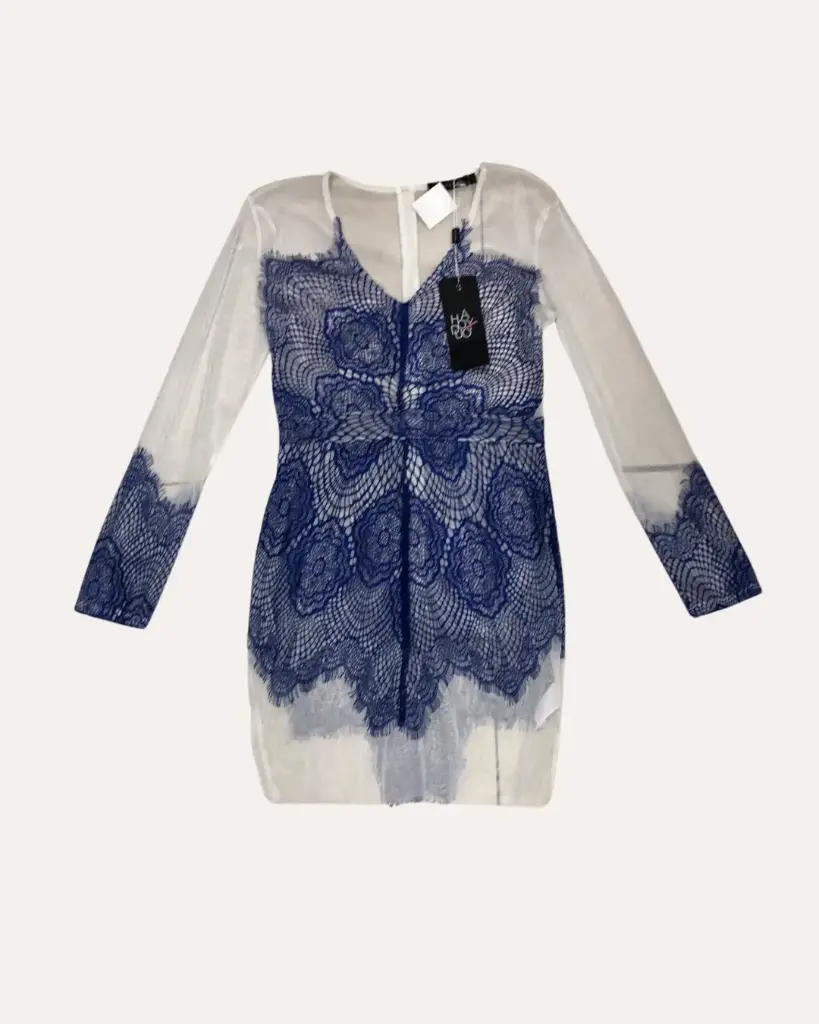VESTIDO  TRANSPARENTE CON AZUL 