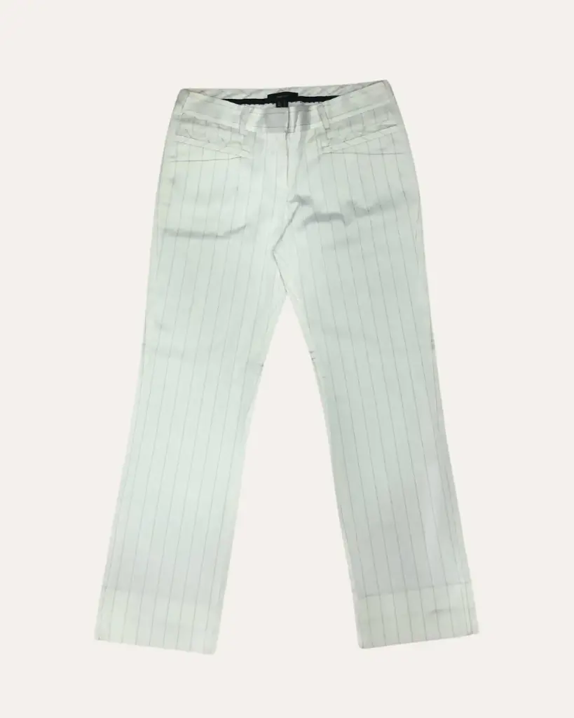 PANTALON  BLANCO CON RAYAS NEGRAS MANGO SUIT 