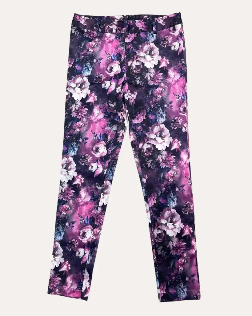 PANTALON FLORES MORADO 