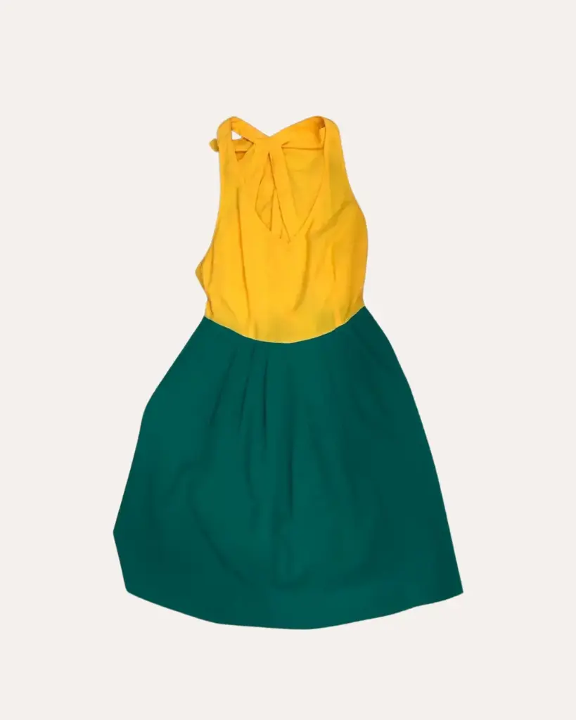 VESTIDO AMARILLO Y VERDE AGUA 