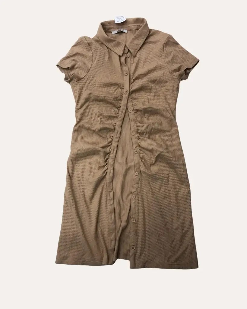 VESTIDO BEIGE ACANALADO LOVE TREE