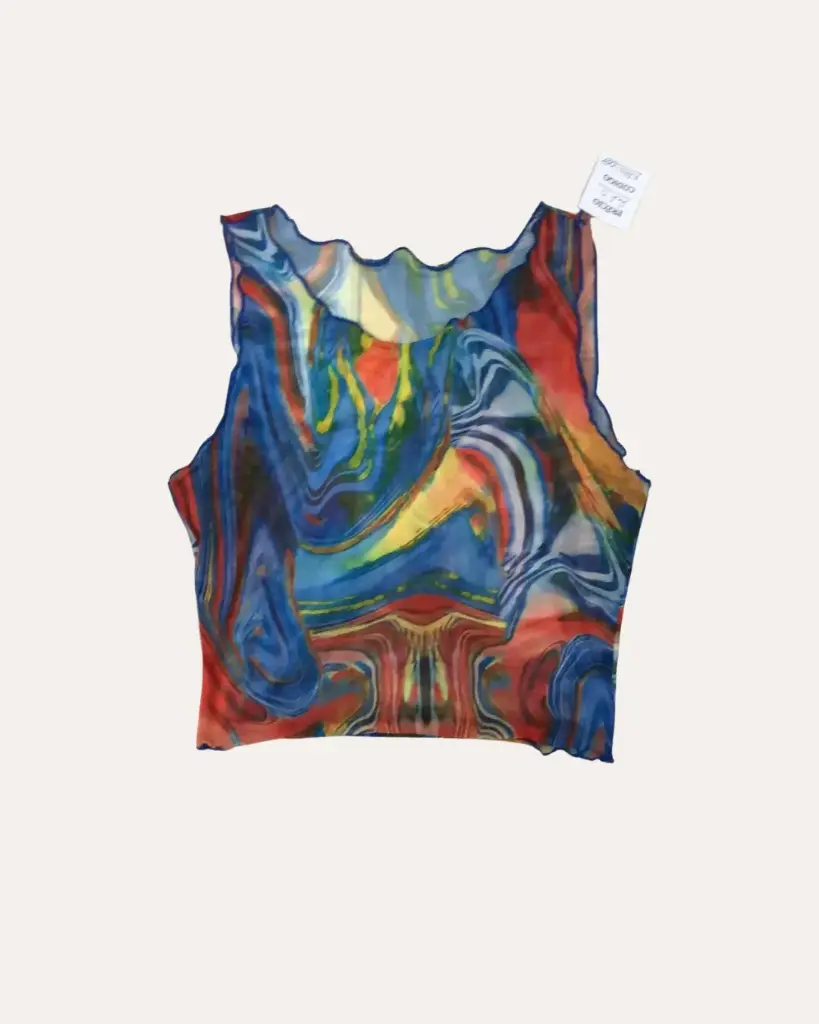 TOP ESTAMPADO DE COLORES TRANSPARENTE 