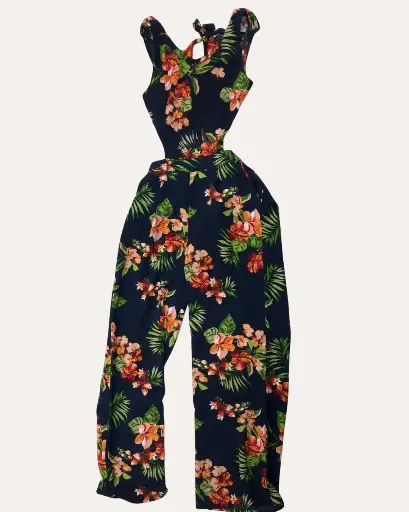 [YIZ321] VESTIDO AZUL CON FLORES AMBIANCE 