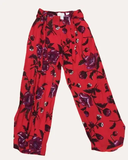 [VBM667] PANTALON ROJO CON FLORES 
