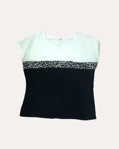 [JJR905] BLUSA ANIMAL PRINT, CREMA Y NEGRO