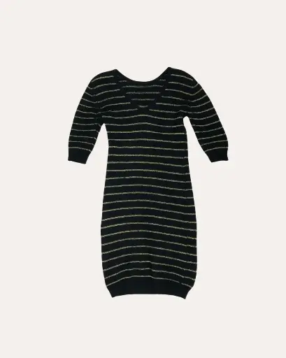 [AF134] VESTIDO NEGRO CON DORADO TEJIDO