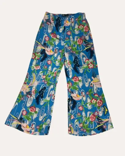 [ALP405] PANTALON FLOREADO CON ANIMALES AZUL