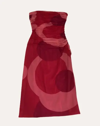 [AH759] VESTIDO ROJO CON ROSA 