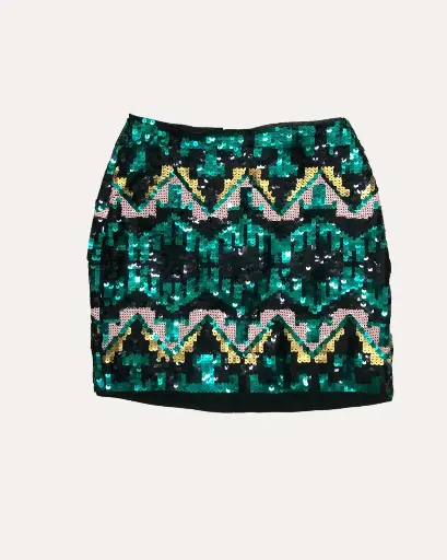 [ANP684] FALDA DE LENTEJUELAS VERDES Y ROSA