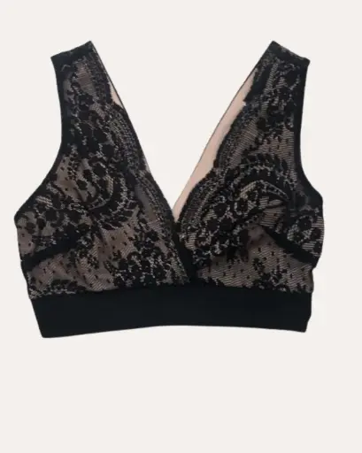 [DD536] TOP ROSA DE ENCAJE NEGRO 